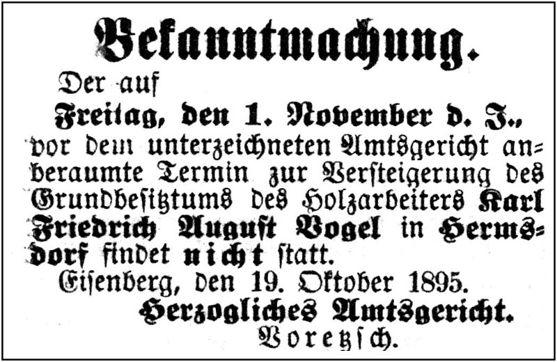 1895-10-22 Hdf Zwangsversteigerung Streichung